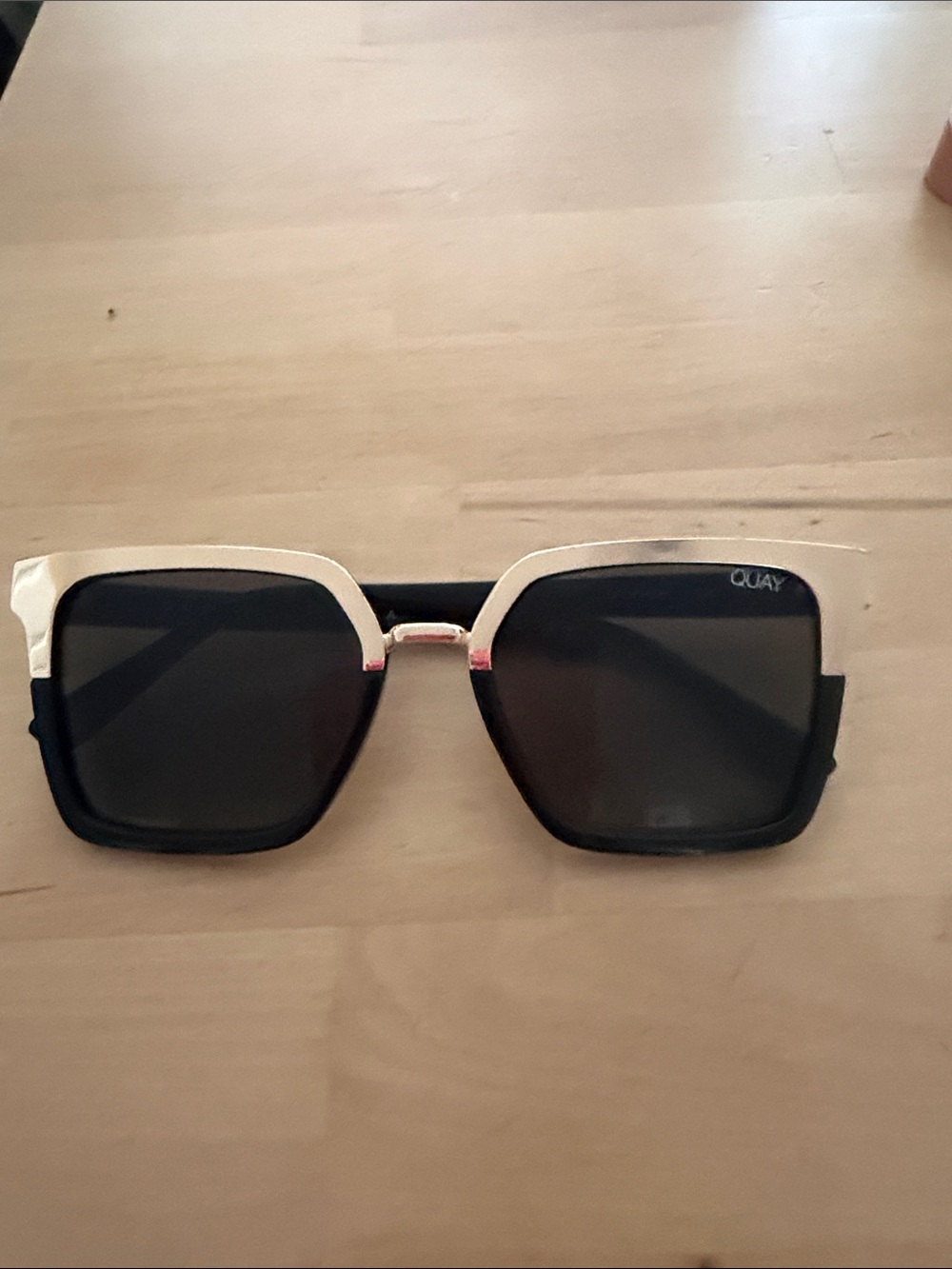Quay Australia Black and Gold Square Oversized Sunglasses